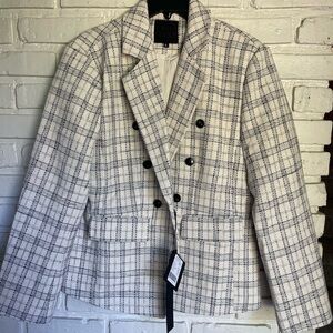 NWT Mina Self Plaid Double-Breasted Blazer – Size XL